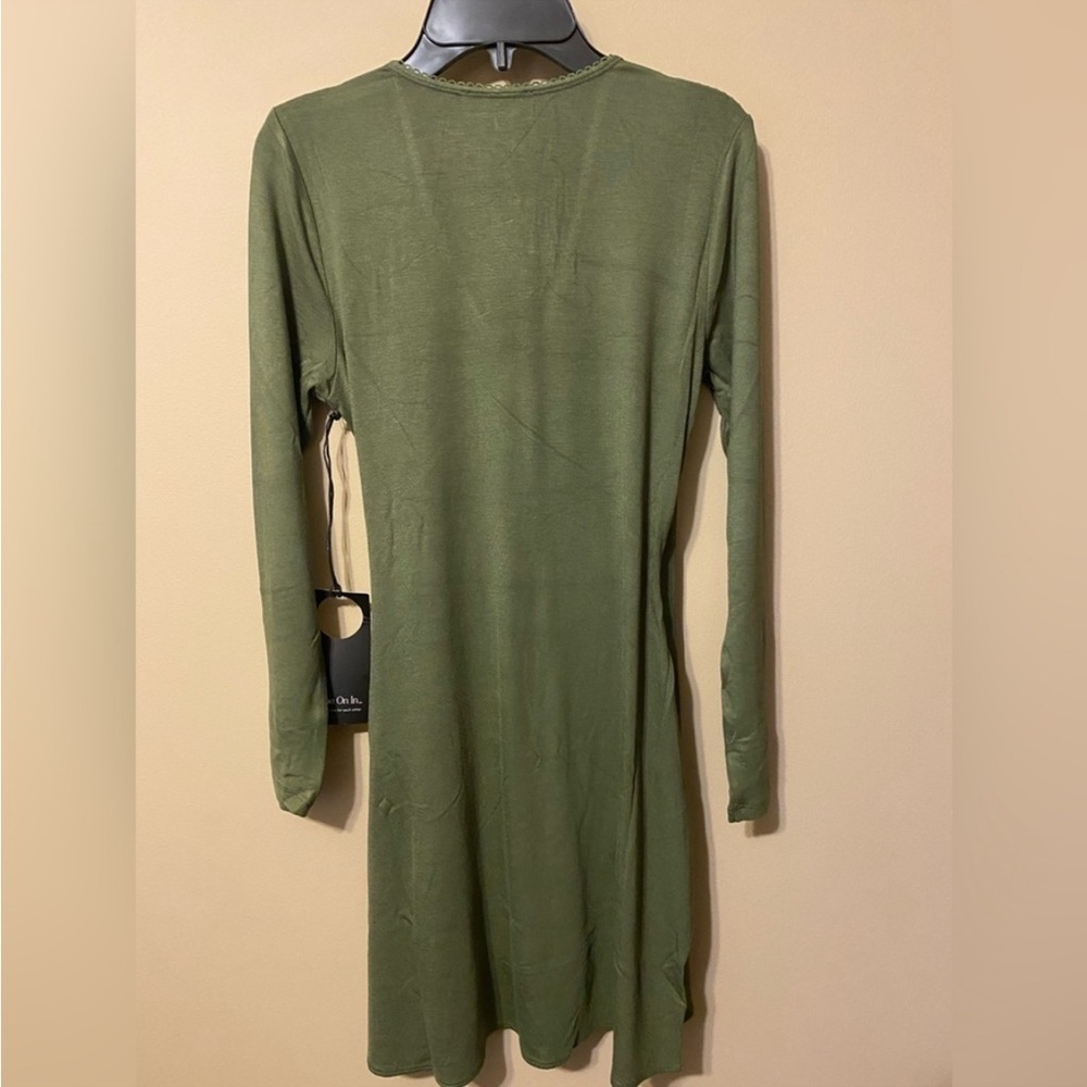Privacy Please | NWT Piper Revolve Olive Green Super Soft Faux Wrap Mini Dress M - Picture 6 of 8